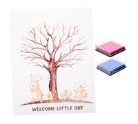 KOMBIUDA Gender Reveal Party Guest Book Kit Fingerprint Tree Sign for Wedding Reception Decorations and Shower