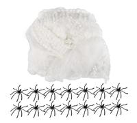 KOMBIUDA Glow Dark Halloween Spider Web with Black Plastic Spiders Stretchable Fake Cobwebs for Indoor Outdoor Haunted House and Spooky Party Decorations Easy to Install and Versatile Use