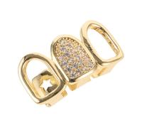KOMBIUDA Gold Tooth Cap with Hollow Zirconia Stones Detachable Grill Teeth Decor for Hip Hop Parties Fashion Shows Stylish Shiny Mouth Ornament for Youth