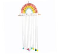 KOMBIUDA Hair Keeps Hanging Rainbow for Organizer Wall Holder Bow Organized with Wooden and Cotton Material, Space Saving Design Clips Neatly Girls Room Decor