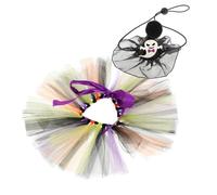 KOMBIUDA Halloween Pet Costume Small Dog Tutu Skirt and Ghost Pointed Hat Outfit Gauze Material Reusable Festive Puppy Clothing for Halloween Party and Cosplay