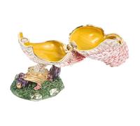 KOMBIUDA Handmade Enamel Owl Ring Holder Jewelry Box with Pink Rhinestones Mini Trinket Organizer for Rings and Accessories Decorative Keepsake for Home and Bedroom Storage