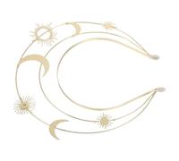KOMBIUDA Handmade Gold Goddess Headpiece with Sunburst Moon and Star Design Three-layer Celestial for Women Birthday Bridal Festival Roman Dress Up Accessories
