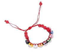 KOMBIUDA Handmade Knitted Ceramic Cat Bracelet, Colorful Woven Wristband Red Thread, Cartoon Lucky Cat Beaded Jewelry for Women, Decorative Wrist Chain for Daily Wear