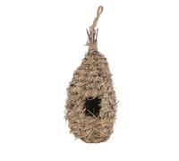 KOMBIUDA Handwoven Natural Straw Bird Nest Oval Hanging House with Rope Warm Shelter for Garden Birds Predator Hideout and Weather Protection Decorative Outdoor Nest Adornment