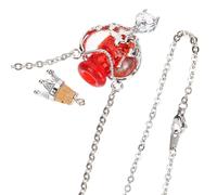 KOMBIUDA Heart-shaped Red Crown Perfume Bottle Pendant Necklace for Women, Alloy Alloy Bling Vial Necklace, Small Minimalist Diffuser Jewelry Gift for Birthday