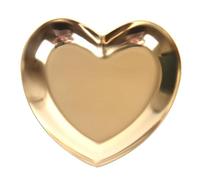 KOMBIUDA Heart Shaped Stainless Steel Jewelry Dish Organizer with Raised Edges for Earrings Necklaces Rings Gold Metal Trinket Tray for Couples Mothers Friends Decorative Jewelry Holder for