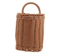 KOMBIUDA Imitation Rattan Hanging Basket PP Material Storage Organizer for Flowers Fruits and Vegetables Wall Decor for Home and Kitchen Space-saving Design