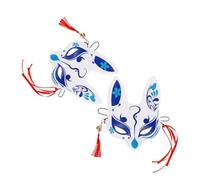 KOMBIUDA Japanese Fox Mask with Cherry Blossom Half Face Animal Costume for Women for Cosplay Festivals and Masquerade Balls Unpainted DIY Design for Creative Expression