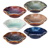 KOMBIUDA Japanese Small Sauce Bowls Set 6pcs Kiln-Fired Ceramic Versatile Size Plates Suitable for Social Gatherings and Family Dinners