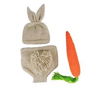KOMBIUDA Knitted Girl Outfit Set with Bunny Hat Pants Carrot Prop for Newborn Photography Breathable Crochet Texture Soft Comfortable Months Newborn Essentials