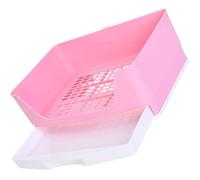 KOMBIUDA Large Pink Rabbit Litter Box Plastic Pet Potty with Drawer for Guinea Pig Bunny and Chinchilla Small Animal Toilet Training Basin