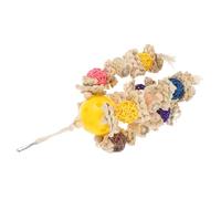 KOMBIUDA Large Wooden Parrot Chewing Hanging Bird for Medium to Large Parakeets Conures Cockatoos with Colorful Rattan Ball Cage Ornament