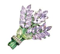 KOMBIUDA Lavender Flower Brooch Pin with Rhinestone Decorative Lapel Pin for Womens Clothing for Dresses Bags Scarves for Parties and Meetings