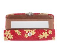 KOMBIUDA Lipstick Holder Case with Mirror, Portable Lipstick Storage Box, Lip Gloss Organizer for Travel and Purse, Cherry Blossom Pattern, Red and Pearl Design