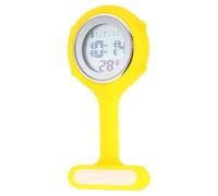 KOMBIUDA Luminous Digital Nurse Watch with Alarm Timer Date Calendar Electronic Pocket Brooch Watch for Professionals for Nurses Students Yellow