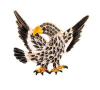 KOMBIUDA Men’S Black Animal Shaped Brooch, Eagle and Bird Design Alloy Pin Enamel, Stylish Clothing Accessory for Parties and Daily Wear