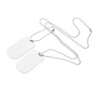 KOMBIUDA Men S Stainless Steel Dog Tag Necklace Double-sided Blank Pendant Smooth Polished Chain Military Style for Casual Wear and Engraving