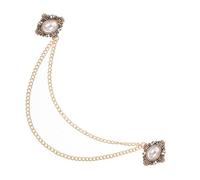 KOMBIUDA Men's Vintage Brooch Pin with Imitation Pearl and Chain Zinc Alloy Lapel Pin for Suits Sweaters Shawls and Elegant Accessory for Formal Events and Office Wear