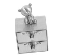 KOMBIUDA Metal Tooth Keepsake Box for Baby Teeth and Fetal Hair Storage Double Layer Design Antique Tin Color for New Parents and Baby Memory Preservation