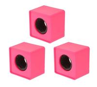 KOMBIUDA mic flag display block, microphone flags station, Square Cube Shaped, lightweight plastic, universal fit, 3pcs, for news interview and KTV, reporters and hosts