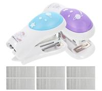 KOMBIUDA Mini Handheld Stapler Smooth Internal Track and Hardly Jams 2 Sets Cartoon Astronaut Themed with Staples, Metal School Binding Tool for Students for Study and Office Use