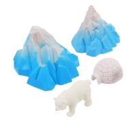 KOMBIUDA Mini Iceberg Figures Miniature Snowman and Polar Bear Toys Igloo Decor Toys Lifelike Ice Houses Models