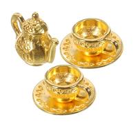 KOMBIUDA Mini Metal Teapot Set with Cup Compact Zinc Alloy Miniature Teapot for Dollhouse Kitchen Decor Desktop Ornament and