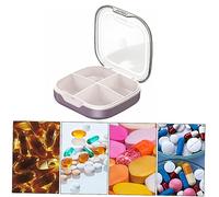 KOMBIUDA Mini Portable Pill Organizer Box, Travel Medicine Holder with 4 Compartments, Sealed Environmental Mini Storage Case for Daily Medication Management