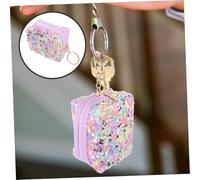 KOMBIUDA Mini Sequin Coin Purse Keychain Small Zipper Pouch for Women and Sparkling Glitter Change Wallet with Vibrant Rainbow Color Compact Cosmetic Organizer and Card Holder