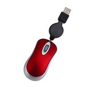 KOMBIUDA Mini Usb Wired Mouse Telescopic Portable Notebook Accessory for Home Office Ergonomic Grip Precision for Left Right-hand Use Red