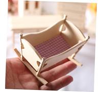 KOMBIUDA Mini Wooden Cradle Model Handmade Miniature Furniture Intellectual Development for Dollhouse Boys and Smooth Surface Safe Design