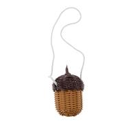 KOMBIUDA Mini Woven Crossbody Bag for Lightweight Pine Cone-shaped Photography Prop with Strap Cute Small Imitation Rattan Shoulder Purse for Daily Use and Parties