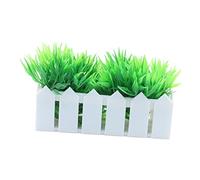 KOMBIUDA Miniature Artificial Plant Wall Greenery with Tiny Fence and Potted Faux Flowers Dollhouse Balcony Decoration Realistic Miniature Green Ornament for Crafts and Window Box Display