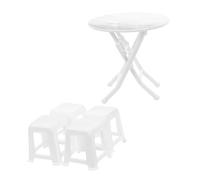 KOMBIUDA Miniature Dollhouse Furniture Set Marble Color Round Table with Miniature Chairs for DIY Doll House Realistic Tiny Model Furniture for Creative Play and Spatial Skill Development