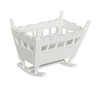 KOMBIUDA Miniature Wooden Doll House Furniture White Mini Cradle and Accessories for Nursery Play Cognitive Development for Realistic Scale Decor