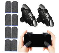 KOMBIUDA Mobile Game Triggers and Silver Fiber Gaming Finger Sleeves Set for Mobile Phone Controllers Black Chicken King Third Generation and 5 Pairs Silver Fiber Gloves for Random Color