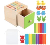 KOMBIUDA Montessori Wooden Color Sorting for Safe Rounded Edges Bright Educational Design Early Learning Puzzle Game for Interaction and Fine Motor Skills Development