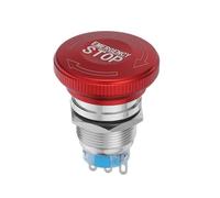 KOMBIUDA Mushroom Head Emergency Stop Switch - 19mm IP65 Waterproof Metal Push Button Latching Switch with Stop Sign 4A 3-220V 3Pin 1NO 1NC for Power Control