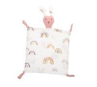 KOMBIUDA Muslin Baby Security Blanket for Newborns Girls Soft Cotton Comforter Soothing Cartoon Rabbit Design Breathable Baby Soothing Towel for Sleep and Sensory Development