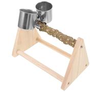 KOMBIUDA Natural Wood Parrot Perch Stand Desktop Training Platform for Birds Wooden Bird Feeding Station with Smooth Surface and Design for Cage and Home Use