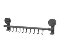 KOMBIUDA No-Drill Sliding Kitchen Utensil Rack with Hooks Suction Cup Wall-Mounted Organizer Rail for Bathroom Bedroom Flexible Storage and Space-Saving Kitchen Utensil Holder