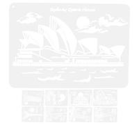 KOMBIUDA Painting Templates Tool Drawing Stencils, 9 Sheets PET Reusable Spray Painting Stencils for Teens, Urban Landscape and Architectural Cutout