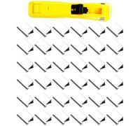KOMBIUDA Paper Clip Dispenser with 100pcs Clam Clips Refill Set, Stainless Steel and Abs Material, Smooth Non-Scratch Design, for School and Office Document Clipping Random Color