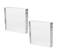 KOMBIUDA Paperweight Rectangular Glass Block 2pcs for Office Decor