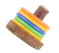 KOMBIUDA Parakeet Tossing with Natural Wood Base Colorful Hoops for Bird Iq Training Chewing Boredom Suitable for Parrots Cockatiels Macaws and Birds Random Color