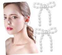KOMBIUDA Pearl Bow Drop Earrings for Women Skin Friendly Dangle Statement Jewelry Elegant Tassel Bowknot Design Sweet Anniversaries and Special Occasions