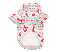 KOMBIUDA Pet Christmas Costume Dog Clothes Xmas Hoodie Red Reindeer Print White Base, Medium Size Holiday Pet Apparel for Small to Medium Dogs