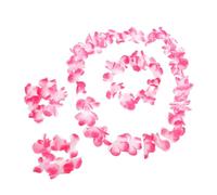 KOMBIUDA Pink Tropical Hawaiian Flower Garland Set Cloth Necklace Headband Bracelet Jewelry for Beach Parties Weddings Luau Events Adult Accessories