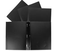 KOMBIUDA Plastic File Folder Sturdy Black Plastic Document Folder 4pcs with Double Slots Design for Test Paper Storage and File Sorting Suitable for Office Use